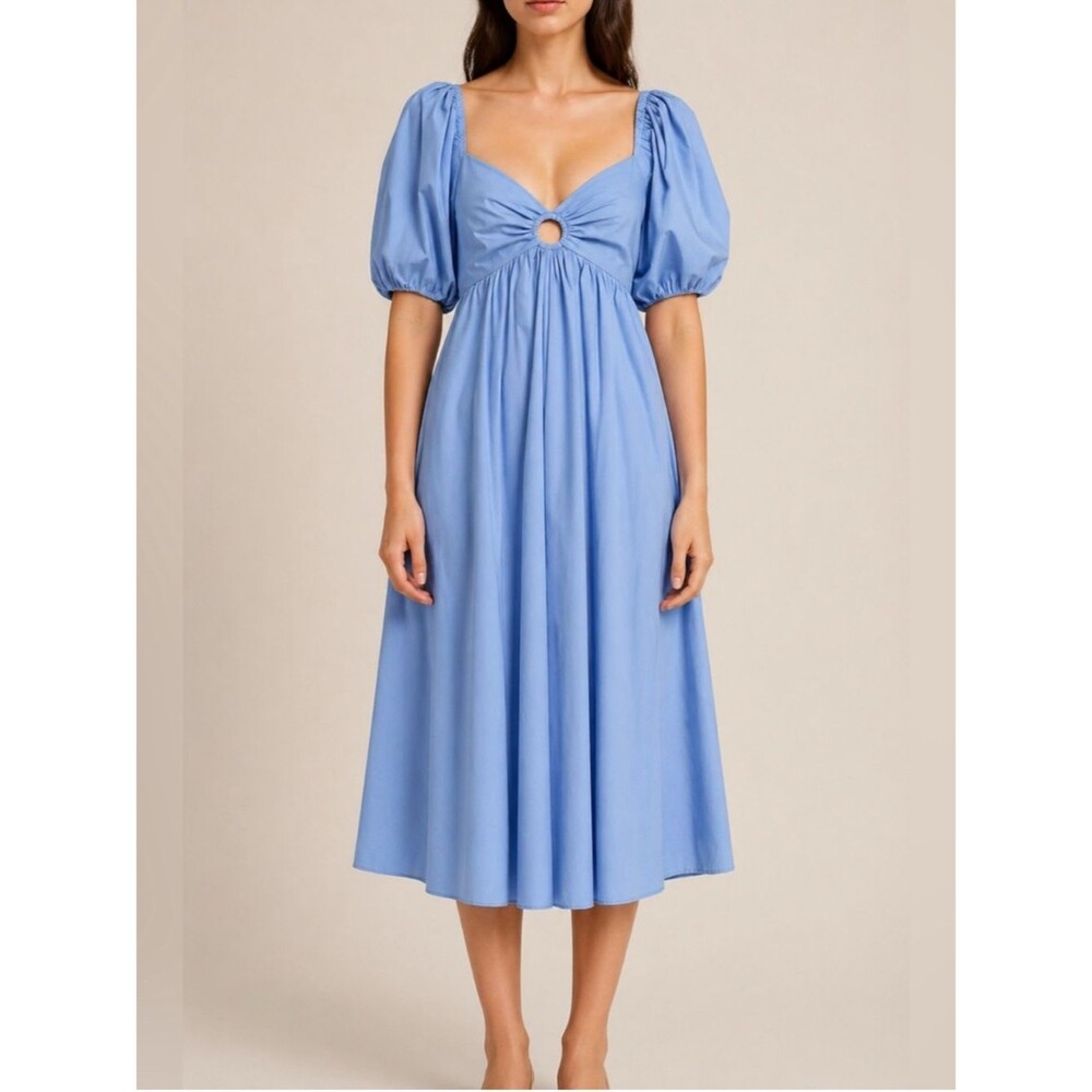 Abercrombie & Fitch Blue Ring Detail Tie Back Midi Dress Size Small Tall